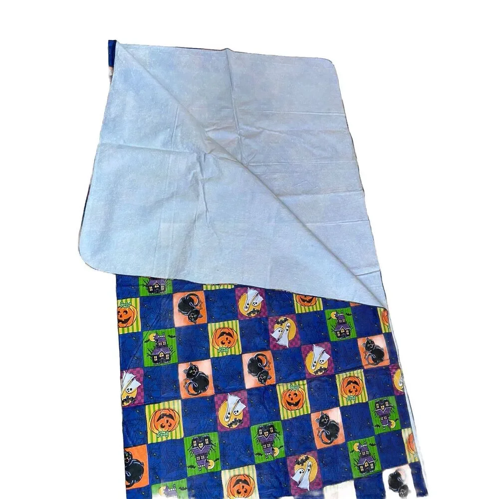 Halloween Multicolored Vinyl Top Trick or Treat Rectangle Tablecloth 60”x78”